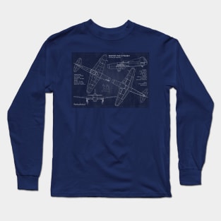 Yakovlev Yak15 Feather Blueprint Long Sleeve T-Shirt